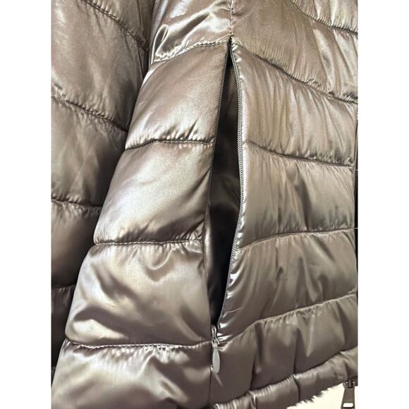 Andrew Marc Ultra Soft Black Granite Reversible Puffer Jacket Hooded Women's XL - Picture 11 of 15